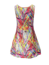 Casual Round Neck Colorful Abstract Print Skater Dress