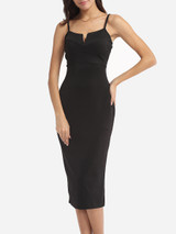 Casual Spaghetti Strap Plain Little Black Cocktail-Dress