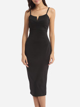 Casual Spaghetti Strap Plain Little Black Cocktail-Dress