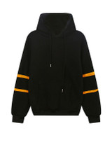 Casual Color Block Kangaroo Pocket Letters Drawstring Hoodie