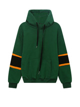 Casual Color Block Kangaroo Pocket Letters Drawstring Hoodie