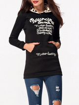 Casual Letter Printed Kangaroo Pocket Hoodie
