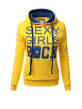 Casual Extraordinary Kangaroo Pocket Color Block Letters Printed Hoodie