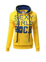Casual Extraordinary Kangaroo Pocket Color Block Letters Printed Hoodie