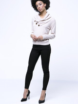 Casual Cowl Neck Decorative Button Plain Hoodie