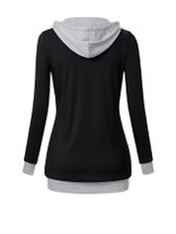 Casual Slit Pocket Zips Color Block Hoodie