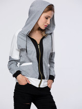 Casual Trendy Patch Pocket Color Block Hoodie