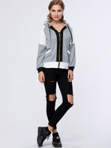 Casual Trendy Patch Pocket Color Block Hoodie
