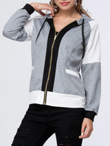 Casual Trendy Patch Pocket Color Block Hoodie