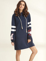 Casual Drawstring Printed Side Slit Hoody