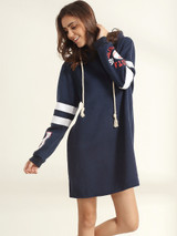 Casual Drawstring Printed Side Slit Hoody