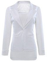 Casual Notch Lapel Patchwork Single Button Hollow Out Plain Blazer