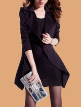 Lapel Asymmetric Hem Plain Blazer