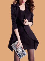 Lapel Asymmetric Hem Plain Blazer