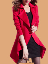 Lapel Asymmetric Hem Plain Blazer