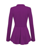 Casual Peplum Solid Notch Lapel Decorative Button Blazer