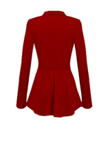 Casual Peplum Solid Notch Lapel Decorative Button Blazer