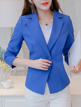 Graceful Notch Lapel Plain Blazer With Long Sleefe
