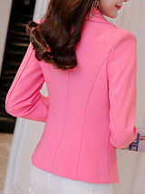 Graceful Notch Lapel Plain Blazer With Long Sleefe