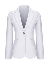 Casual Single Button Notch Lapel Plain Puff Sleeve Blazer