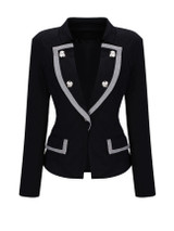 Lapel Formal Contrast Trim Blazer