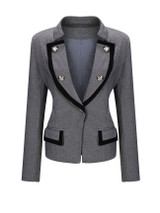Lapel Formal Contrast Trim Blazer