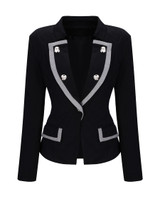 Lapel Formal Contrast Trim Blazer