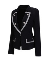 Lapel Formal Contrast Trim Blazer