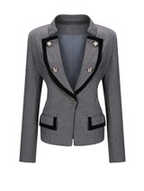 Lapel Formal Contrast Trim Blazer