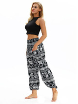 Floral Printed Elastic Waist Casual Pants