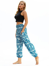 Floral Printed Elastic Waist Casual Pants