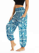 Floral Printed Elastic Waist Casual Pants