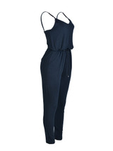 Casual Spaghetti Strap Drawstring Pocket Plain Slim-Leg Jumpsuit