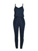 Casual Spaghetti Strap Drawstring Pocket Plain Slim-Leg Jumpsuit