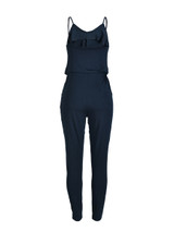 Casual Spaghetti Strap Drawstring Pocket Plain Slim-Leg Jumpsuit