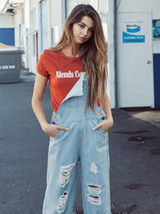 Fashion Light Blue Long Jean Pants Overalls Jumpsuits