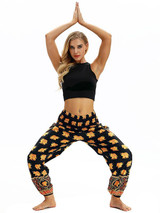 Floral Printed Elastic Waist Wide Leg Casual Pants
