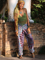 Fashion 2 Colors Elastic Waist Wide Leg Casual Pants