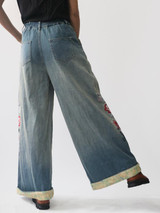 Loose Denim Blue Wide Leg Jean Pants