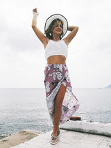 Floral Wide Leg Split-side Bottom Casual Pants