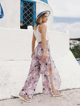 Floral Wide Leg Split-side Bottom Casual Pants