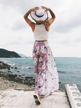 Floral Wide Leg Split-side Bottom Casual Pants