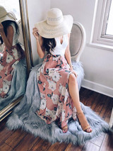 Floral Wide Leg Split-side Bottom Casual Pants