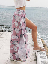 Floral Wide Leg Split-side Bottom Casual Pants