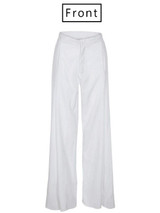 New White Pockets Zipper Wide Leg High Waisted Fashion Casual Long Pants