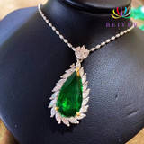 925 Sterling Silver Water Drop Shaped Green Peridot Pendant Necklace: Hutzell