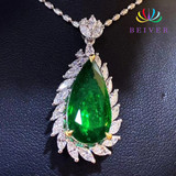 925 Sterling Silver Water Drop Shaped Green Peridot Pendant Necklace: Hutzell