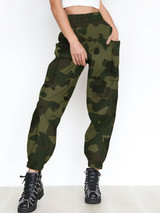 New Army Green Pockets High Waisted Casual Long Pants
