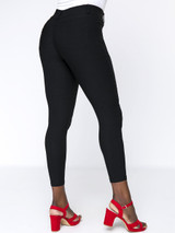 Casual Solid Slim-Leg Pocket Plus Size Pant In Black