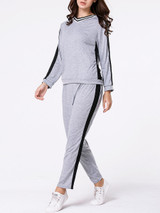 Casual Color Block Hoodie And Straight Mid-Rise Pant